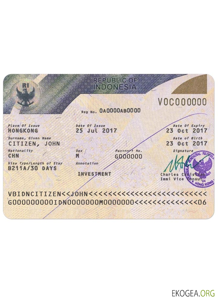 Visa INDONÉSIE version 2 template